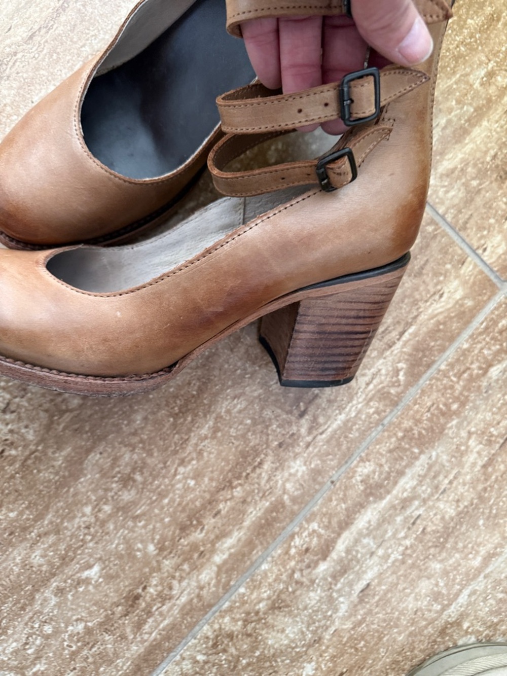 freebird Brown Leather Ankle-Strap Heels - Picture 8 of 8
